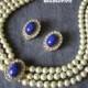 Vintage Attwood And Sawyer Choker, Lapis Lazuli Choker, Bridal Pearls, A And S Jewelry, Choker And Clip On Earrings, Vintage Wedding