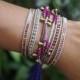Purple Mix Tassel Wrap Bracelet, Boho bracelet, Bohemian bracelet, Beadwork bracelet