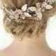 Bridal gold wired hair comb with leaves and stone, perfect for weddings, bridal shower, prom, engagement party (set of 2)