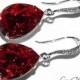 Dark Red Crystal Earrings, Swarovski Siam Red Rhinestone Earrings, Red Teardrop Earrings, Wedding Red Earrings, Bridal Jewelry, Bridesmaids