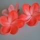 Coral Plumerias Natural Real Touch Flowers frangipani heads DIY cake Toppers, Wedding Decorations
