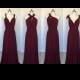 Burgundy Spandex Long Convertible Bridesmaid Dress