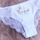 Bridal Underwear - Personalized Panties - Bride Panties - Bachelorette Gift - Bridal Shower Gift - White Lace Underwear - P001