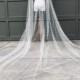 Crystal Cathedral Beaded Wedding Veil with Rhinestones Crystal Trimmed Veil Bridal Veil 1 Layer Long Veil with Sparkle Edge Light Ivory Veil