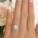1.25 ctw Classic Square Halo Wedding Set, Man Made Diamond Simulant, Half Eternity Bridal Ring, Engagement Ring, Sterling Silver
