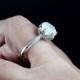 Moonstone White Sapphire Lotus Flower Round Engagement Ring, 2ct, 8mm, White Yellow Rose Gold, Platinum, Custom, Wedding,Anniversary,Rainbow