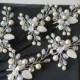 Pearl Crystal Bridal Hair Pins, Set of 5 Pearl Hair Pins, Swarovski Ivory Pearl Hair Pieces, Bridal Floral Hair Jewelry, Crystal Pearl Pins