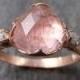 Fancy cut Pink Tourmaline Rose Gold Ring Gemstone Multi stone recycled 14k statement Engagement ring 1260
