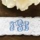 Monogram Wedding garter, embroidered bridal garter, something blue, custom wedding garters B monogram