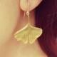 Ginkgo earrings, Gold Ginkgo Leaf, ginkgo biloba, bronze earrings, leaf earrings, golden bronze, bridesmaid gift, wedding gift, Mom Gift
