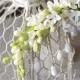 bridal hair clip, wedding headpiece, bridal hair piece, faux pearls, floral hairpiece, alligator hair clip