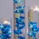 Submersible Blue/Purple/White/White with purple Orchids  Floral Wedding Centerpiece with Floating Candles and Acrylic Crystals Kit