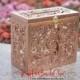 Rose gold wedding card box with lock and slot, size - L, capacity: 100 - 300 cards, 1pcs