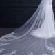European Sequin Lace Trim Long Tail 3 Meters Cathedral Church Wedding Bridal Lace Veil