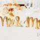 Mr and Mrs Sign, 5in. Vintage Script Sweetheart table wedding reception centerpiece - Wedding Day Studio - Cheap Shipping!