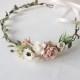 Flower girl crown, pale pink and blush floral crown, anemone flower girl crown, twig headband, bridal flower crown, wedding crown, floral