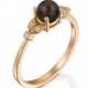 Black Pearl Engagement Ring, Pearl Wedding Ring, 14k gold pearl ring, diamond pearl ring, black Tahitian pearl rings, Black Pearl Ring, Gift