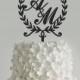 Wreath cake topper customizable with initials weddind cake topper 