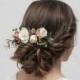 boho bridal hair comb, rustic wedding comb, bridal comb, flower comb, fall wedding hair comb, ivory off white greenery hair piece 1208