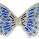 Swarovski crystal Bridesmaid Flower Girl Butterfly Blue Silver White Classic Vintage Lace Bridal Hair Clip Piece Slide