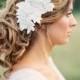 Bridal Beaded Headpiece. Wedding Crystal and Lace Hair Piece.