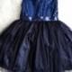 Navy flower girl's dress. Navy sequined tutu dress, birthday dress, girl's dress, wedding flower girl dress