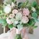 White &  Blush Bridal Bouquet Pink Wedding Bouquet, Cream and blush wedding flowers, Silk Bouquets, Bridesmaid Bouquets, Artificial