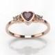 Genuine Ruby Rring Heart Ruby Tiny diamond ring Love gift idea bezel heart engagement ring