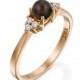 14k Rose Gold Engagement Ring, Black Pearl Ring, diamond pearl ring, Black Pearl Engagement Ring, black tahitian pearl rings, pearl ring
