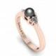 14k Rose Gold Engagement Ring, Black Pearl Ring, diamond pearl ring, Black Pearl Engagement Ring, black tahitian pearl rings, pearl ring