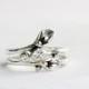 White Topaz Leaf Ring Set, Engagement Ring Set, Nature Inspired Handmade Fine Jewelry
