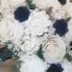 Navy Ivory Sola Bouquet, Sola Bouquet, Sola Flowers, Eco Flowers, Blue Bouquet, Wedding Flowers,Rustic Shabby Chic, Bridal Accessories, Sola