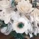 Emerald Green Wedding Bouquet, Wedding Flowers, Green Silver White Wedding, Alternative Bouquet, Bridal Accessories, Keepsake Bouquet