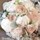 Sola flower bouquet, blush pink sola wood flower wedding bouquet, eco flowers, alternative keepsake bouquet, navy blue wedding, wood sola