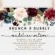 Fall Floral Brunch and Bubbly Invitation, Burgundy Bridal Shower Invite, Autumn Shower Card, Watercolor Invite, Printable Editable LDC-BUR