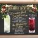 Digital Printable Wedding Bar Menu Sign, Botanical Signature Drinks Cocktails Signs, His and Hers Drinks Chalkboard Christmas New Year IDM22