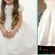 Flower Girl Dresses, White Shantung Smocked Dresses add Petticoat and Headpiece