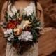 Burnt orange bridal bouquet - Boho wedding bouquet - silk flower bouquet - Eucalyptus bouquet