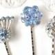 1 Something Old & Blue Rhinestone Silver Vintage Bridal Hair Pin, Light Powder Blue Bobby Pin Hair Clip, Bridesmaid Jewelry Wedding Gift