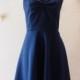 2019 Bridesmaid Dress in Navy Swing Fit and Flare Sweetheart Dress Vintage Party Dress Vintage Sundress Navy Summer Dress Graduation Dress