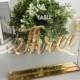 Wedding Table Numbers Calligraphy Gold Mirror Clear Acrylic Wedding Signs Modern Centerpieces Luxury Decorations Number Holders Engraved Tag