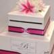 Elegant Custom made Two tier Card Box, Hot Pink and Black accents
