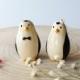 Handmade Ceramic Penguin Couple Cake Toppers