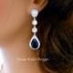 WEDDING Earrings SAPPHIRE BLUE Bridal Earrings Long Lux Tear Drop Wedding Jewelry Cubic Zirconia Prom Pageant Jewelry Bridal Glamorous Bling