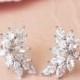 1920s Crystal Bridal Earrings Wedding Jewelry Leaf Cluster Wedding Earrings Bridal Jewelry Art Deco Vintage Statement Silver Rose Gold Stud