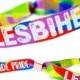 LESBIHEN Bride Pride Lesbian Gay Hen Party Rainbow Festival Wristband Favours