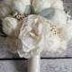 Ivory Peony Wedding Bouquet - Peony Wedding Bouquet with Lamb's Ear and Berries