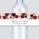 Printable OR Printed Wedding Water Bottle Labels - Rustic Marsala Flower Custom Water Bottle Labels - Personalized Water Bottle Labels 0006