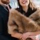 Brown faux fur bridal wrap, Wedding Fur shrug, Fur Wrap, Bridal Faux Fur Stole Fur Shawl Cape (Lilian LBrw03)