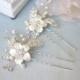Silver, Rhinestone, Bridal hair accessory, Bridal hair pin, Wedding hair accessory, Rhinestone flower accessory